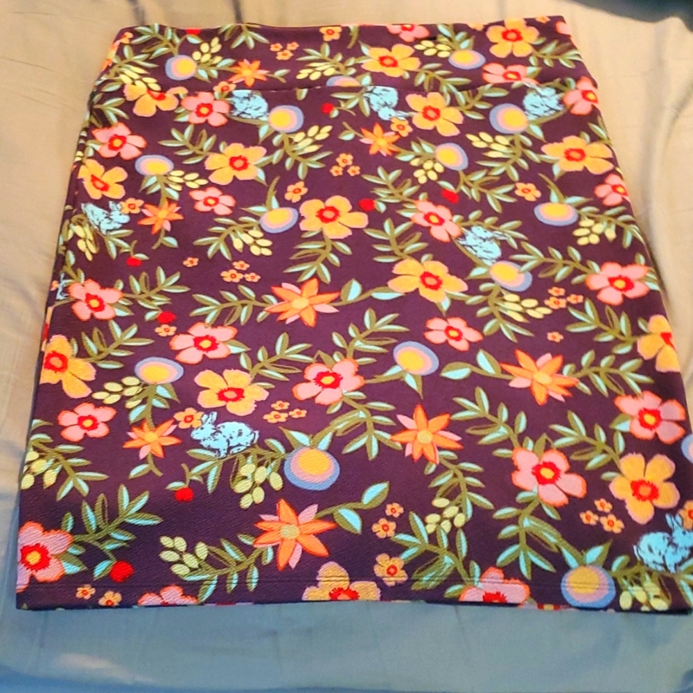LuLaRoe Floral Pencil Skirt - Purple and Multicolor